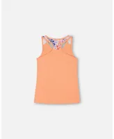 Girl Organic Cotton Tank Top With Print Salmon Orange - Toddler|Child