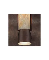 Modern Industrial Outdoor Wall Light Ada Compliant Fixture Brown Bronze 12" Framed Slate Down light for Exterior House Porch Patio Outside Deck Garage