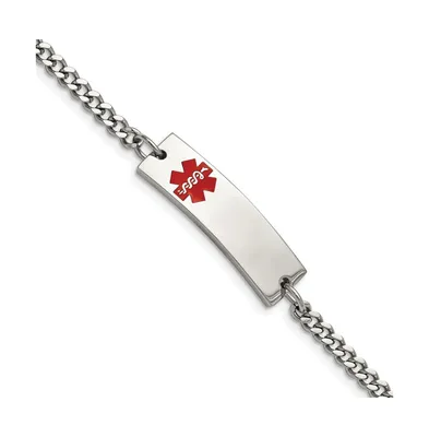 Chisel Stainless Steel Red Enamel Medical Id 8.5" Chain Bracelet