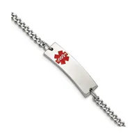 Chisel Stainless Steel Red Enamel Medical Id 8.5" Chain Bracelet