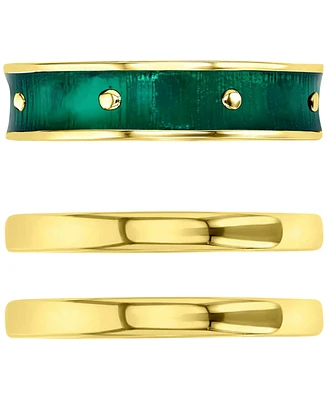 3-Pc. Set Enamel & Polished Stack Rings 14k Gold-Plated Sterling Silver
