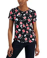 Ak Anne Klein Petite Gathered Tulip-Sleeve Top