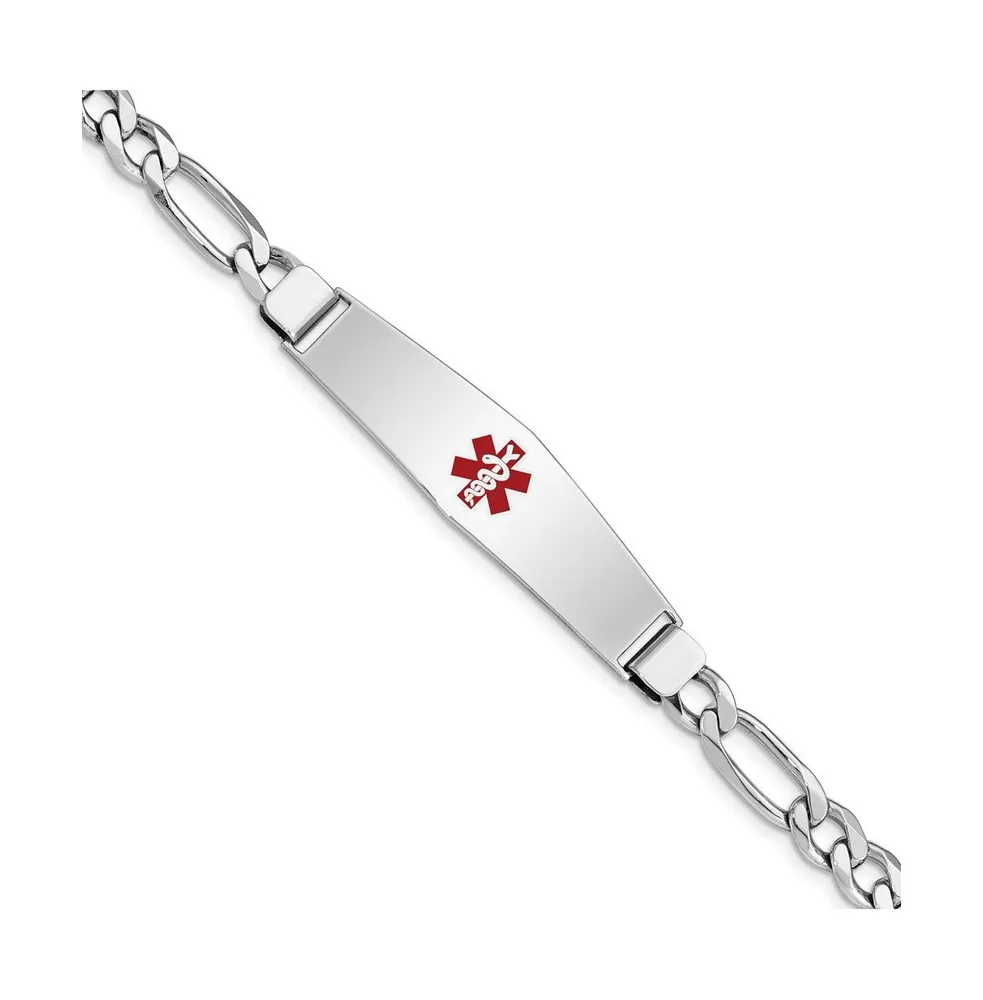 Sterling Silver Rhodium-plated Medical Id Figaro Link Bracelet