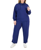 Id Ideology Plus Size Quarter Zip Top Wide Leg Pants Created For Macys