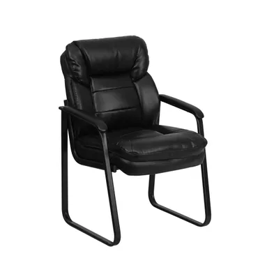 Emma+Oliver Executive Side Reception Chair With Lumbar Support And Sled Base