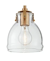 Bellis Soft Gold Mini Pendant Lighting 6" Wide Farmhouse Industrial Rustic Clear Glass Shade Fixture for Dining Room Living House Home Kitchen Island