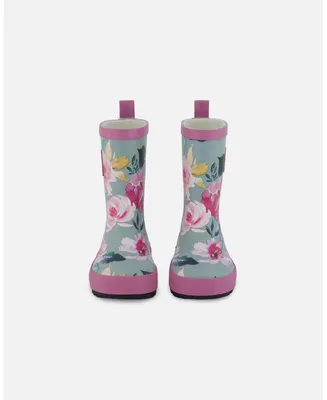 Girl Rain Boots Printed Watercolor Roses - Toddler|Child