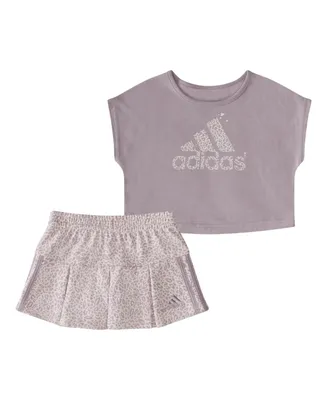 adidas Baby Girls Sleeveless Box Top and Printed Skort, 2 Piece Set
