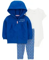 Carter's Baby Girls Little Jacket, Bodysuit and Pants, 3 Piece Set
