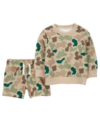 Carter's Baby Boys Camo Sweatshirt and Short, 2 Piece Set