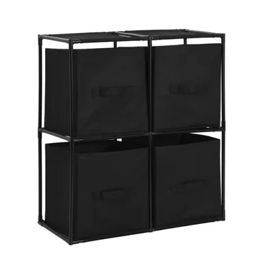Storage Cabinet with 4 Fabric Baskets Black 24.8"x11.8"x28" Steel