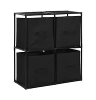 Storage Cabinet with 4 Fabric Baskets Black 24.8"x11.8"x28" Steel