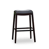 Simplie Fun 30" Barstool, Espresso Finish, Black Leather Seat