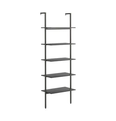 5-Tier Leaning Shelf Black 25.2"x13.8"x72.8"