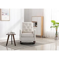 Simplie Fun High Back Rocking Chair Nursery Chair Comfortable Rocker Fabric Padded Seat
