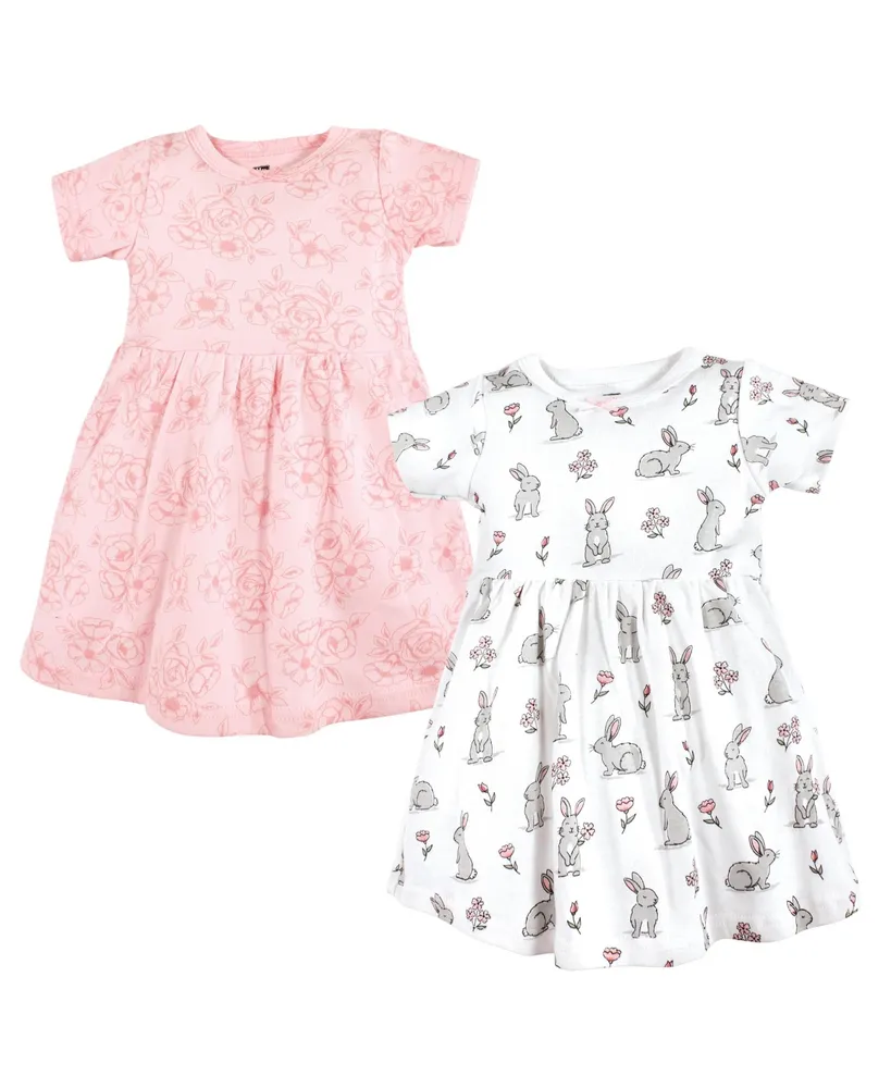 Hudson Baby Toddler Girls Hudson Cotton Dresses, Bunny Floral