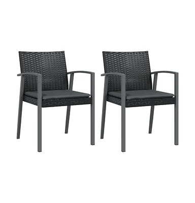 vidaXL Patio Chairs with Cushions 2 pcs Black 22.2"x22.4"x32.7" Poly Rattan