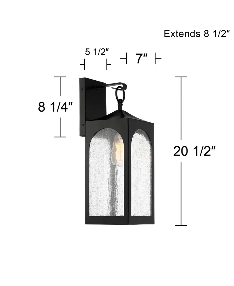 Tyne Modern Industrial Lantern Outdoor Wall Light Fixture Matte Black Metal 20 1/2" Clear Seedy Glass for Exterior House Porch Patio Outside Deck Gara