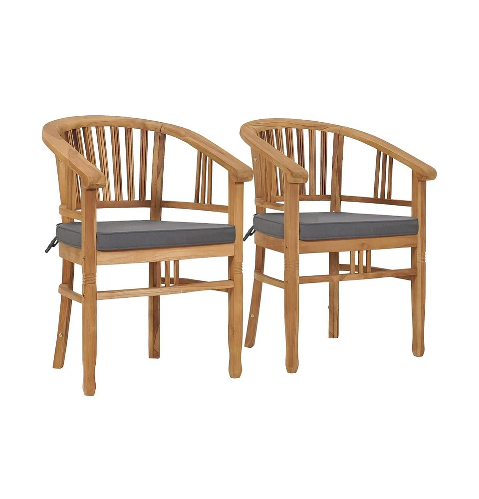 vidaXL Patio Chairs with Cushions 2 pcs Solid Teak Wood