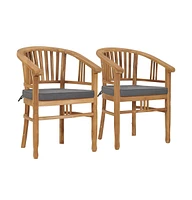 vidaXL Patio Chairs with Cushions 2 pcs Solid Teak Wood