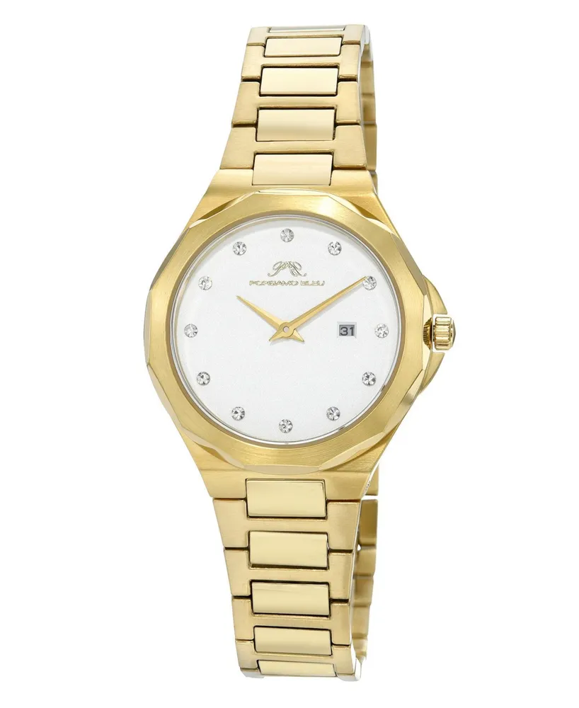 Victoria Stainless Steel Gold Tone & White Women's Watch 1242BVIS