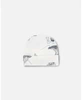 Baby Boy Organic Cotton Hat White With Printed Jungle - Infant