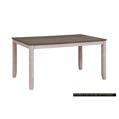 Simplie Fun Transitional Design Rectangular 1 Piece Dining Table Grayish White And Brown Finish Furniture