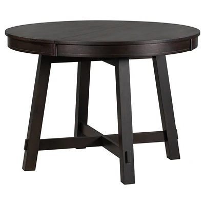 Simplie Fun Farmhouse Round Extendable Dining Table With 16 Leaf Wood Kitchen Table