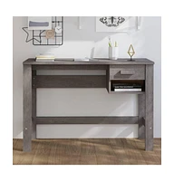 vidaXL Desk Hamar Light Gray 43.3"x15.7"x29.5" Solid Wood Pine