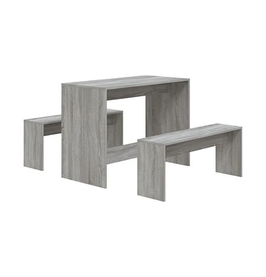 vidaXL 3 Piece Dining Set Gray Sonoma Engineered Wood