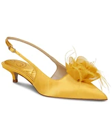 Sam Edelman Women's Faye Embellished Feather Slingback Kitten-Heel Pumps