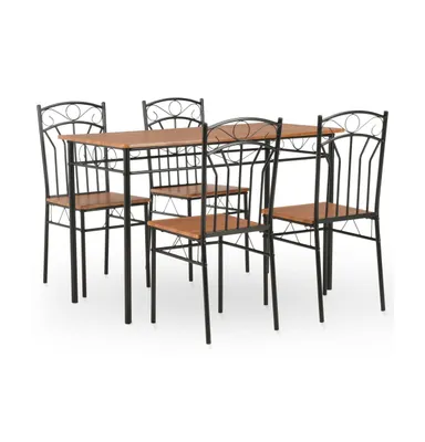 5 Piece Dining Set Mdf and Steel Brown