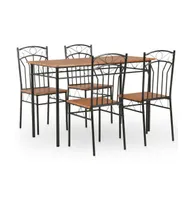 5 Piece Dining Set Mdf and Steel Brown