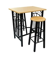 vidaXL Bar Table and Stool Set 3 Pieces Wood and Steel