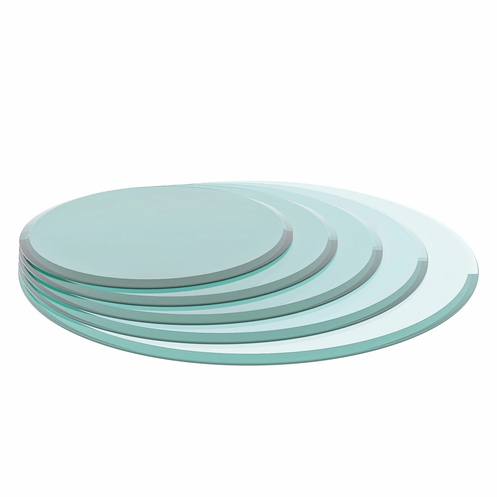 28 Inch Round Tempered Glass Table Top Clear Glass 1/2 Inch Thick Beveled Polished Edge