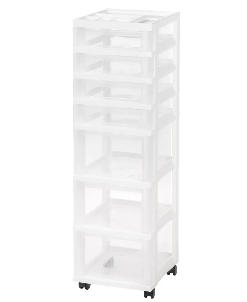 Iris 3-Drawer Rolling Storage Cart with Organizer Top, White