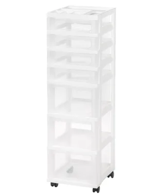 Iris Usa 7 Drawers Plastic Storage rolling Cart with drawer, White