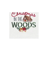 C&F Home 27" x 18" "Christmas In The Woods" Sentiment with Log Cabin Embroidered Cotton Waffle Weave Kitchen Dish Towel