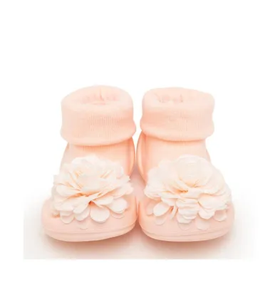 Komuello's Baby Girl First Walk Sock Shoes Corsage Pink