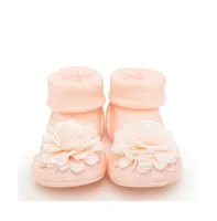 Komuello's Baby Girl First Walk Sock Shoes Corsage Pink