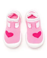 Komuello Infant Girl Breathable Washable Non-Slip Sock Shoes T-Strap Heart