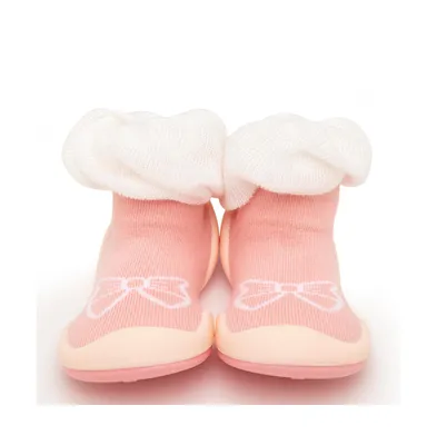 Komuello's Baby Girl First Walk Sock Shoes Bow - White