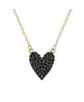 Suzy Levian New York Sterling Silver Cubic Zirconia Pave Solid Heart Necklace