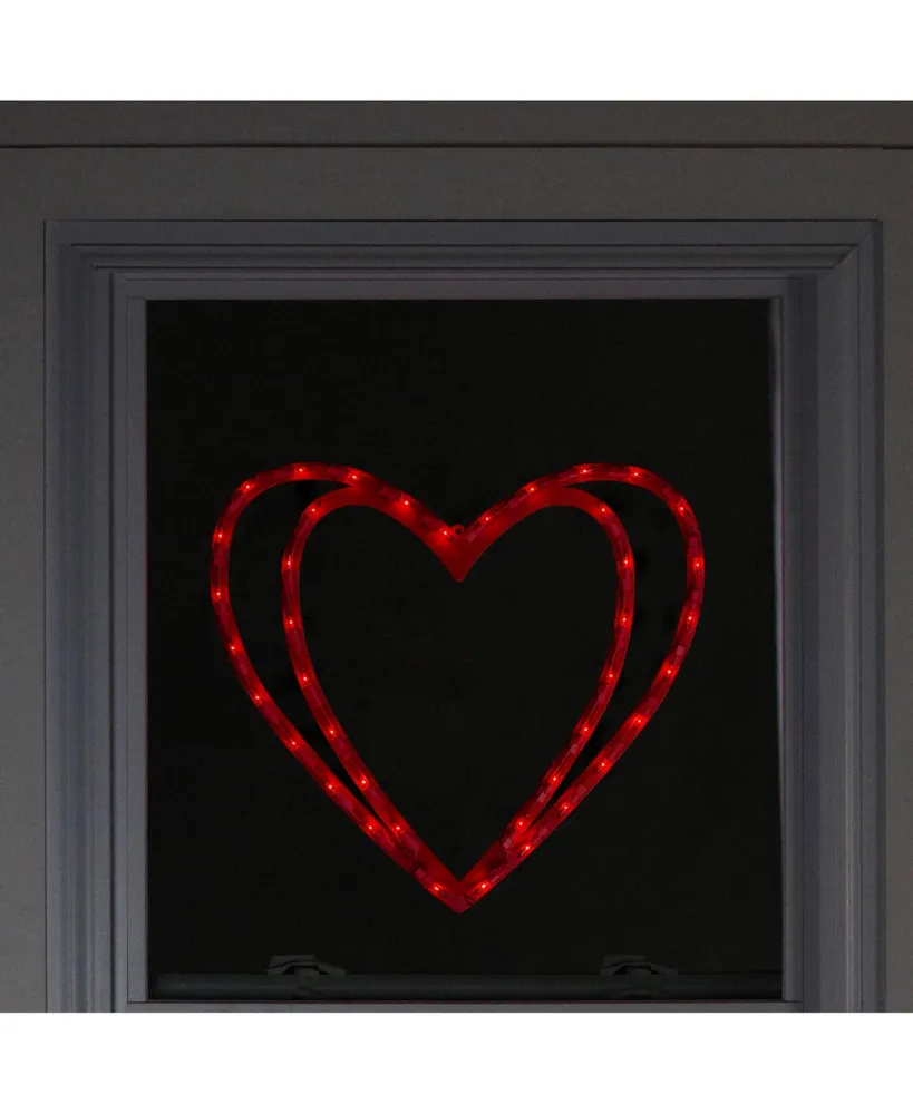 Northlight 17" Pre-Lit Scarlet Double Heart Valentine's Day Window Silhouette Decoration