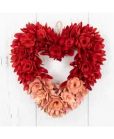 Northlight Wooden Rose Artificial Valentine's Day Floral Wreath, 15"