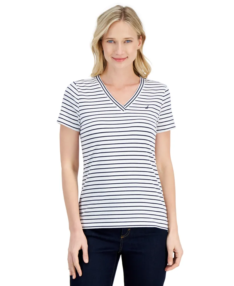 Nautica Jeans Women's Striped V-Neck Top