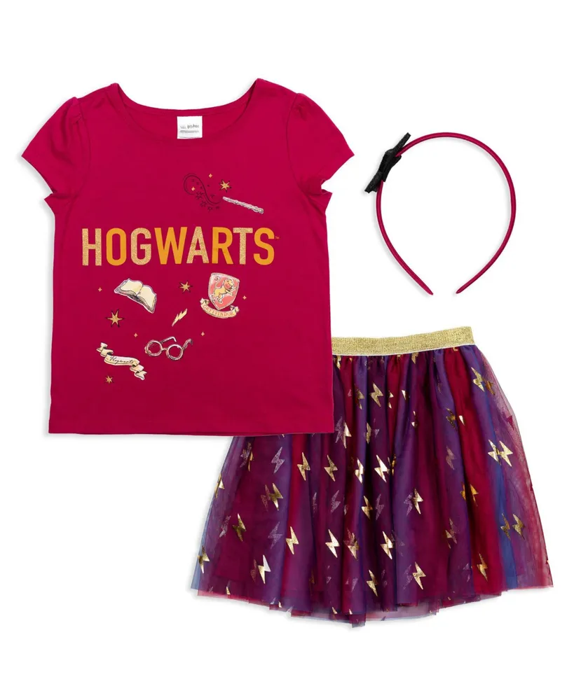 Harry Potter Gryffindor Girls T-Shirt Tulle Skirt and Headband 3 Piece Outfit Set Toddler|Child