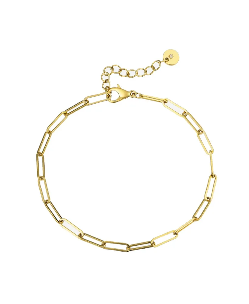 ModaSport Gold-Tone Stainless Steel Paperclip Bracelet