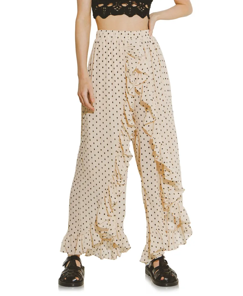 Women's Polka Dot Ruffled Pants