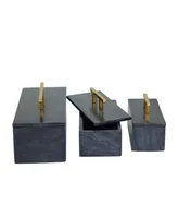 Rosemary Lane Real Marble Box with Gold-Tone Handle Set of 3 - 12", 10", 8" W